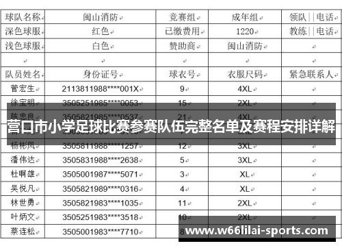 营口市小学足球比赛参赛队伍完整名单及赛程安排详解